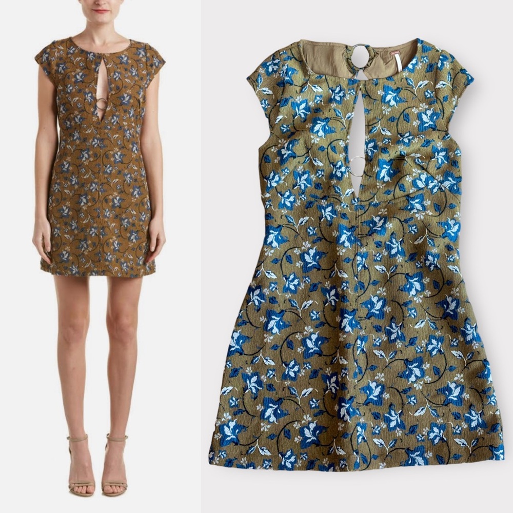 Free People - “Say Yes” Chintz Print Mini Dress in Olive